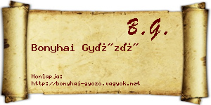 Bonyhai Győző névjegykártya